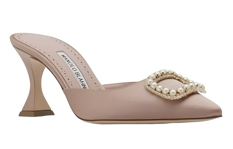 (W) Manolo Blahnik Satin Pearl Embellished High-Heels 'Pink' 圖 3