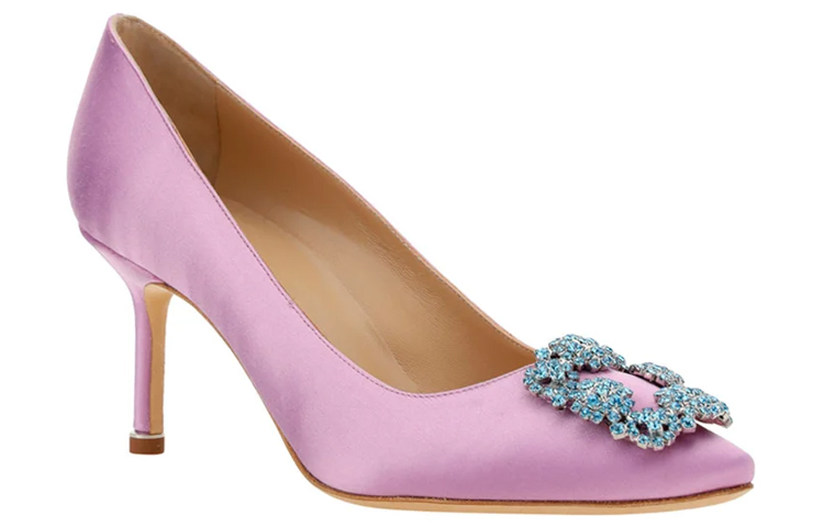 (W) Manolo Blahnik Satin Pink 'Swarovski Crystal Buckle' 圖 3