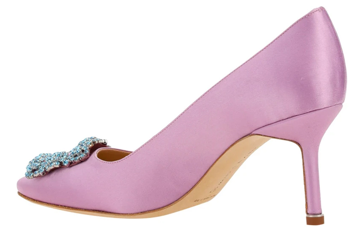 (W) Manolo Blahnik Satin Pink 'Swarovski Crystal Buckle' 圖 4