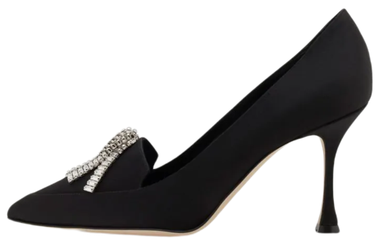(Women) Manolo Blahnik Satin Pointed-Toe High Heels 'Black' 122-2098-0010