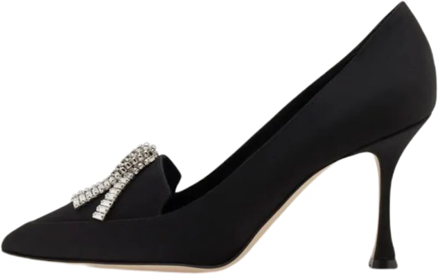 (Women) Manolo Blahnik Satin Pointed-Toe High Heels 'Black' 122-2098-0010 Buy (Women) Manolo Blahnik Satin Pointed-Toe High Heels 'Black' 122-2098-0010