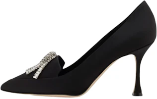 (Women) Manolo Blahnik Satin Pointed-Toe High Heels 'Black' 122-2098-0010 (Women) Manolo Blahnik Satin Pointed-Toe High Heels 'Black' 122-2098-0010