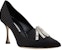 (W) Manolo Blahnik Satin Tumit Tinggi Hujung Runcing 'Hitam' 122-2098-0010