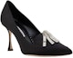 Order (W) Manolo Blahnik Satin Tumit Tinggi Hujung Runcing 'Hitam' 122-2098-0010