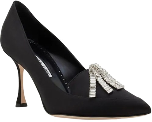 (W) Manolo Blahnik 黑色缎面尖头高跟鞋 122-2098-0010 Order (W) Manolo Blahnik 黑色缎面尖头高跟鞋 122-2098-0010