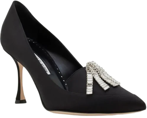 (Women) Manolo Blahnik Satin Pointed-Toe High Heels 'Black' 122-2098-0010 Order (Women) Manolo Blahnik Satin Pointed-Toe High Heels 'Black' 122-2098-0010