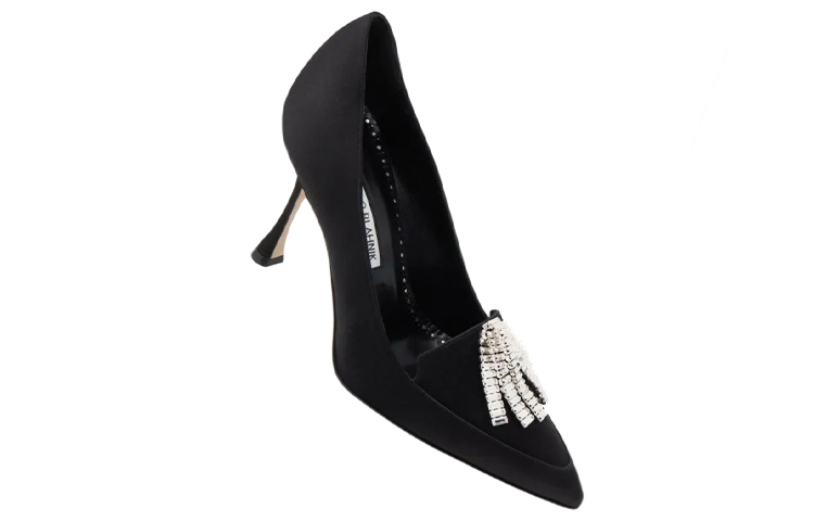 (W) Manolo Blahnik Satin Pointed-Toe High Heels 'Black' 圖 3