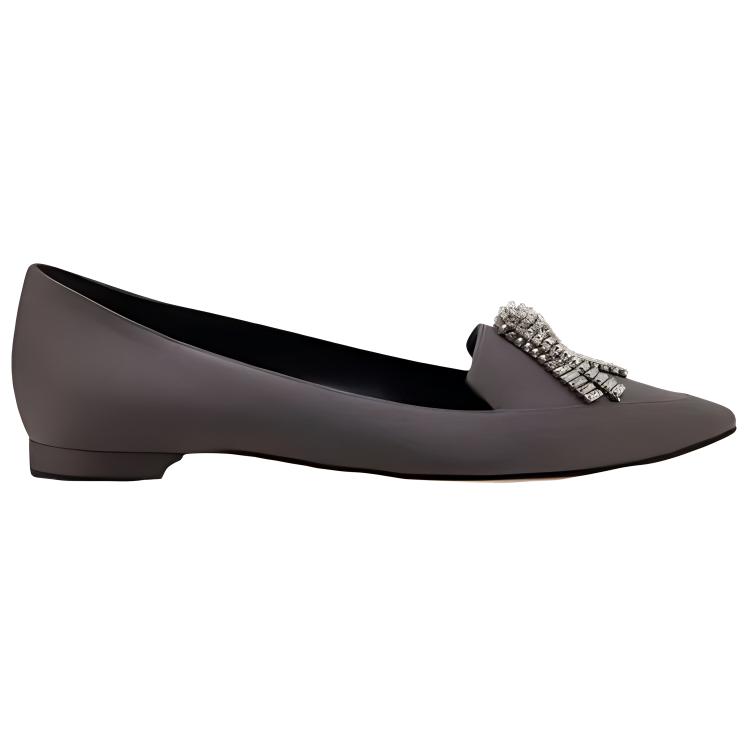 (W) Manolo Blahnik Satin Pointed-Toe Loafers 'Grey' 圖 2
