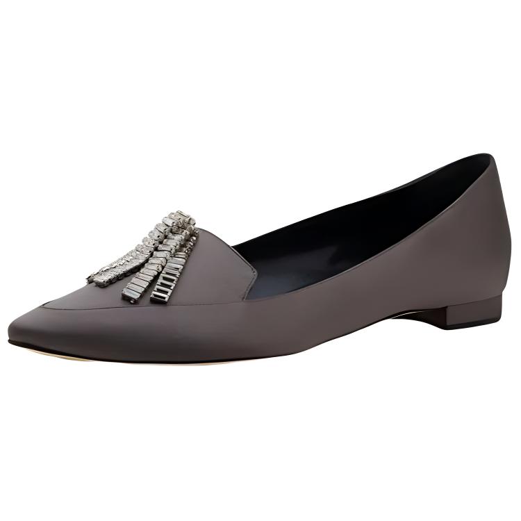 (W) Manolo Blahnik Satin Pointed-Toe Loafers 'Grey' 圖 3