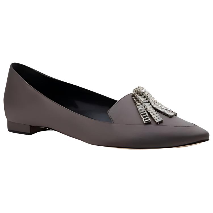 (W) Manolo Blahnik Satin Pointed-Toe Loafers 'Grey' 圖 4