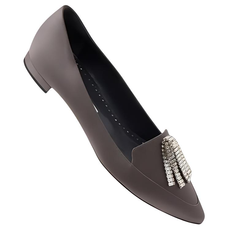 (W) Manolo Blahnik Satin Pointed-Toe Loafers 'Grey' 圖 5