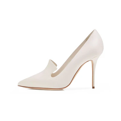 (W) Manolo Blahnik Satin Pointed-Toe Pumps 'White'