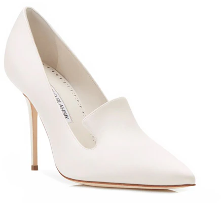 (W) Manolo Blahnik Satin Kasut Tumit Runcing 'Putih' 221-0813-0003 Order (W) Manolo Blahnik Satin Kasut Tumit Runcing 'Putih' 221-0813-0003