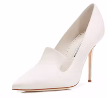Lookbook (W) Manolo Blahnik Satin Kasut Tumit Runcing 'Putih' 221-0813-0003