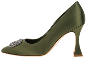 (Women) Manolo Blahnik Satin Pointed-Toe Stiletto 'Green' 322-2398-3520 (Women) Manolo Blahnik Satin Pointed-Toe Stiletto 'Green' 322-2398-3520