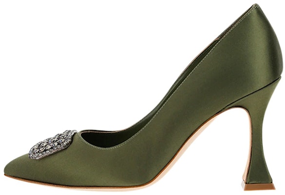 (Women) Manolo Blahnik Satin Pointed-Toe Stiletto 'Green' 322-2398-3520 Buy (Women) Manolo Blahnik Satin Pointed-Toe Stiletto 'Green' 322-2398-3520