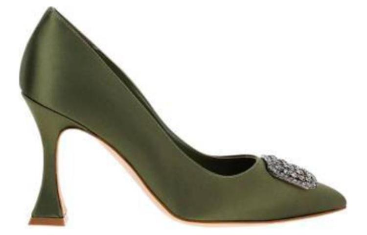 Order (W) Manolo Blahnik Satijn Puntige Stiletto ''Groen'' 322-2398-3520