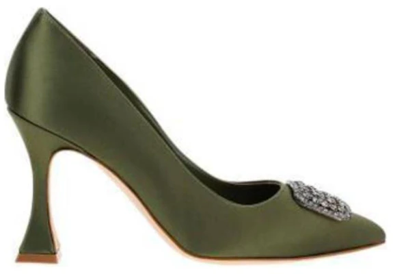 (W) Manolo Blahnik Satijn Puntige Stiletto ''Groen'' 322-2398-3520 Order (W) Manolo Blahnik Satijn Puntige Stiletto ''Groen'' 322-2398-3520