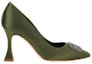 Order (W) Manolo Blahnik Satijn Puntige Stiletto ''Groen'' 322-2398-3520