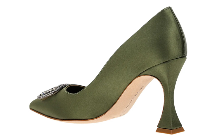 (W) Manolo Blahnik Satin Pointed-Toe Stiletto 'Green' 圖 4
