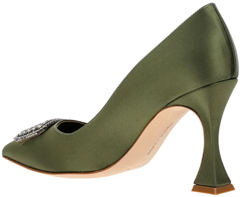 (W) Manolo Blahnik Satijn Puntige Stiletto ''Groen'' 322-2398-3520 Shop (W) Manolo Blahnik Satijn Puntige Stiletto ''Groen'' 322-2398-3520