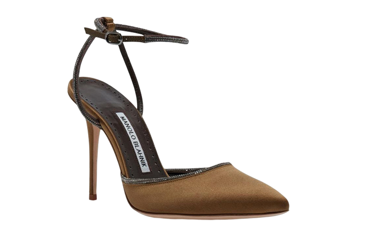 (W) Manolo Blahnik Satin Pointed High Heels 'Olive Green' 圖 2