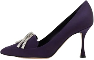 (Women) Manolo Blahnik Satin Pointed High Heels 'Purple' 122-2098-0001 (Women) Manolo Blahnik Satin Pointed High Heels 'Purple' 122-2098-0001