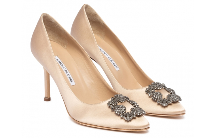 (W) Manolo Blahnik Satin Pointed Toe High Heel 'Beige' 圖 3