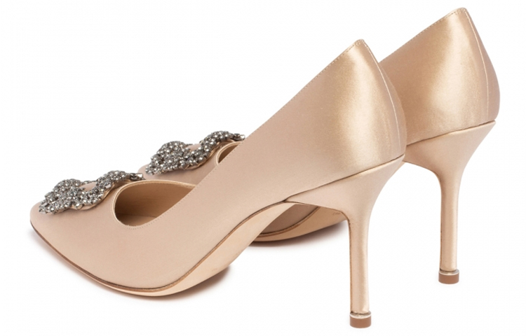 (W) Manolo Blahnik Satin Pointed Toe High Heel 'Beige' 圖 4