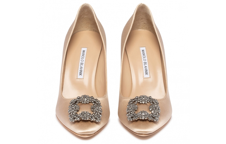 (W) Manolo Blahnik Satin Pointed Toe High Heel 'Beige' 圖 5