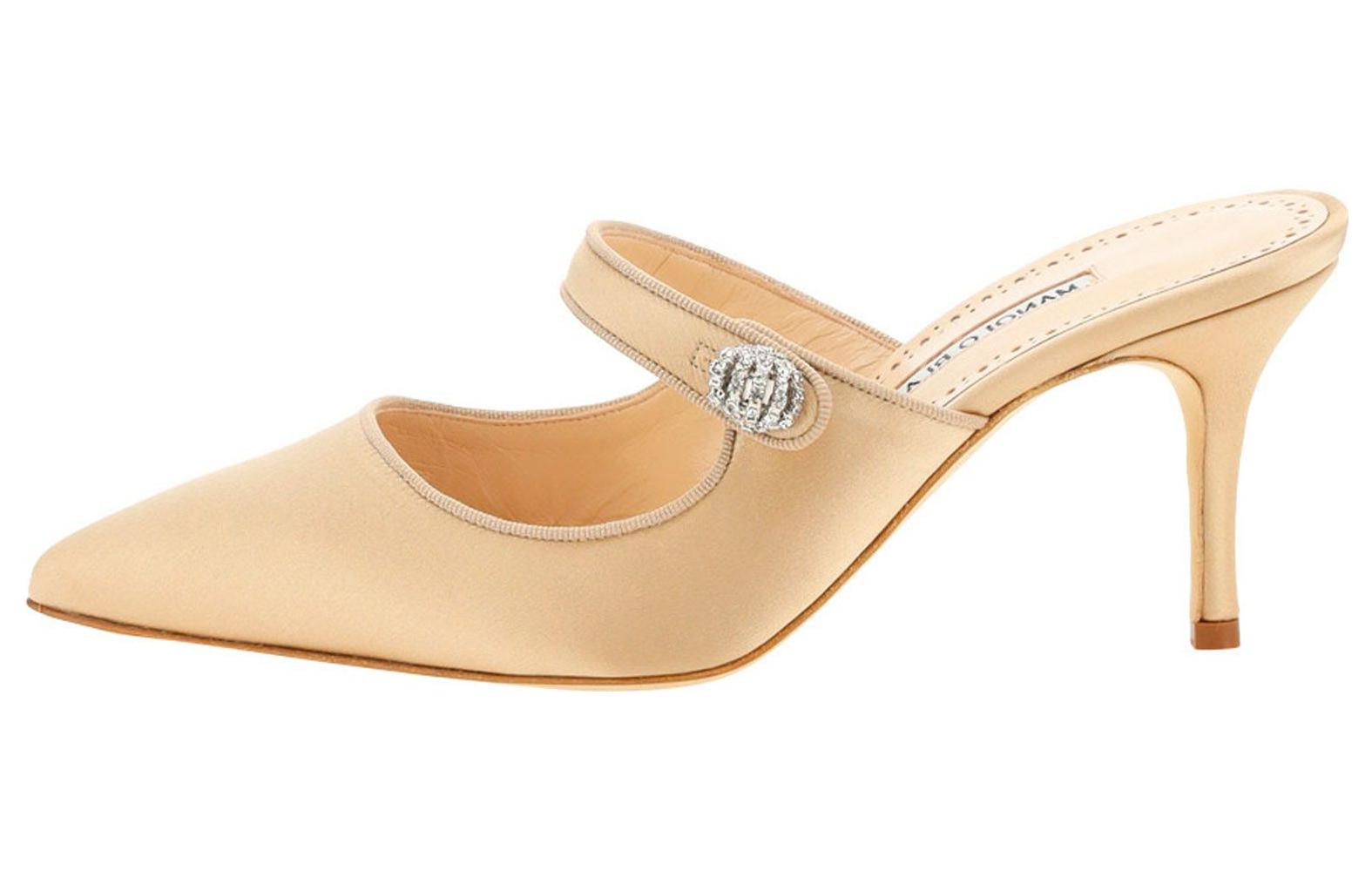 (Women) Manolo Blahnik Satin Slingback Stiletto 'Pink' 422-1451-2601