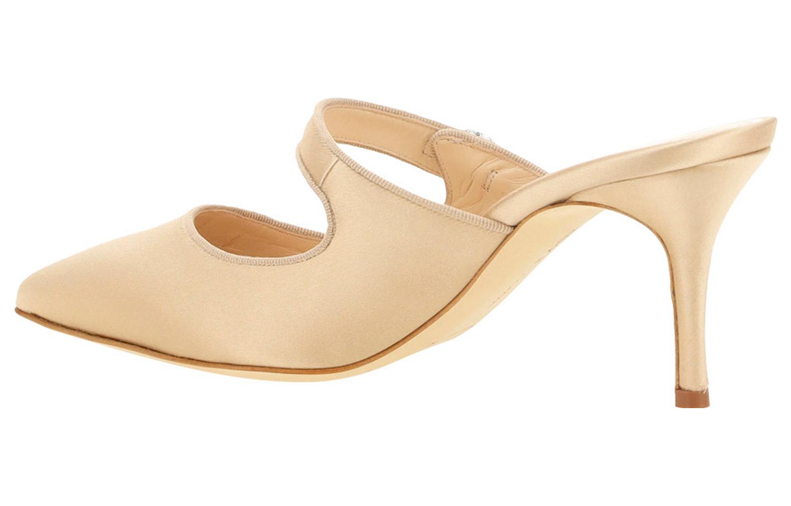 Shop (W) 마놀로 블라닉 핑크 새틴 슬링백 스틸레토 422-1451-2601