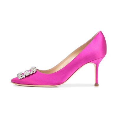 (W) Manolo Blahnik Satin Stiletto 'Fashion Pink'