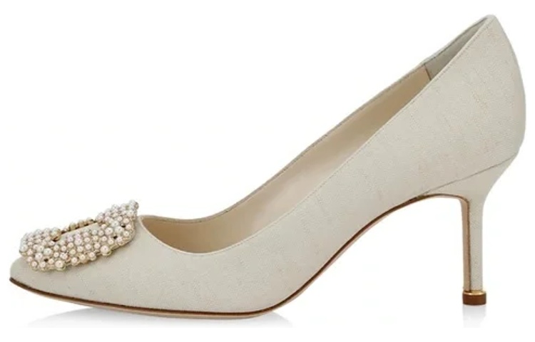 (Women) Manolo Blahnik Satin Stiletto 'Ivory Fashion' 222-1251-0001
