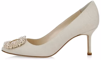(Women) Manolo Blahnik Satin Stiletto 'Ivory Fashion' 222-1251-0001 (Women) Manolo Blahnik Satin Stiletto 'Ivory Fashion' 222-1251-0001