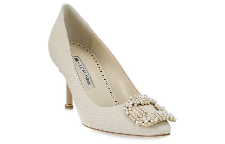 Order (W) Manolo Blahnik Stiletto de Satén 'Moda en Marfil' 222-1251-0001