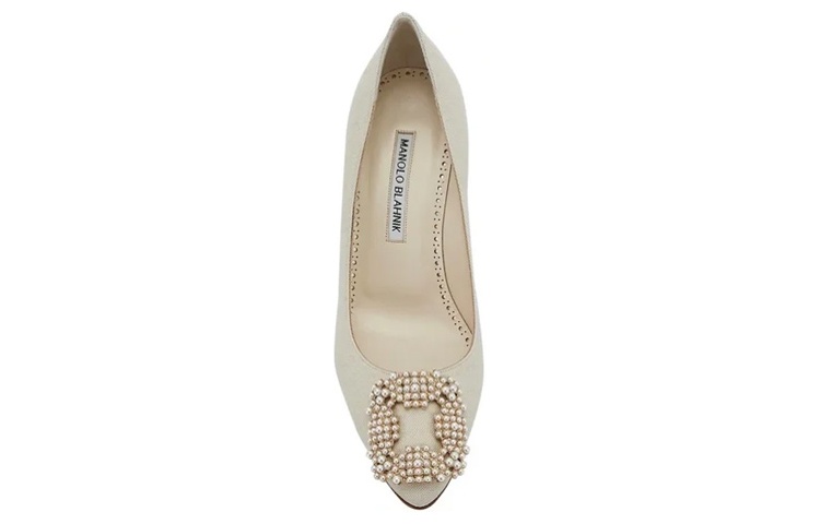 Shop (W) Manolo Blahnik Stiletto de Satén 'Moda en Marfil' 222-1251-0001