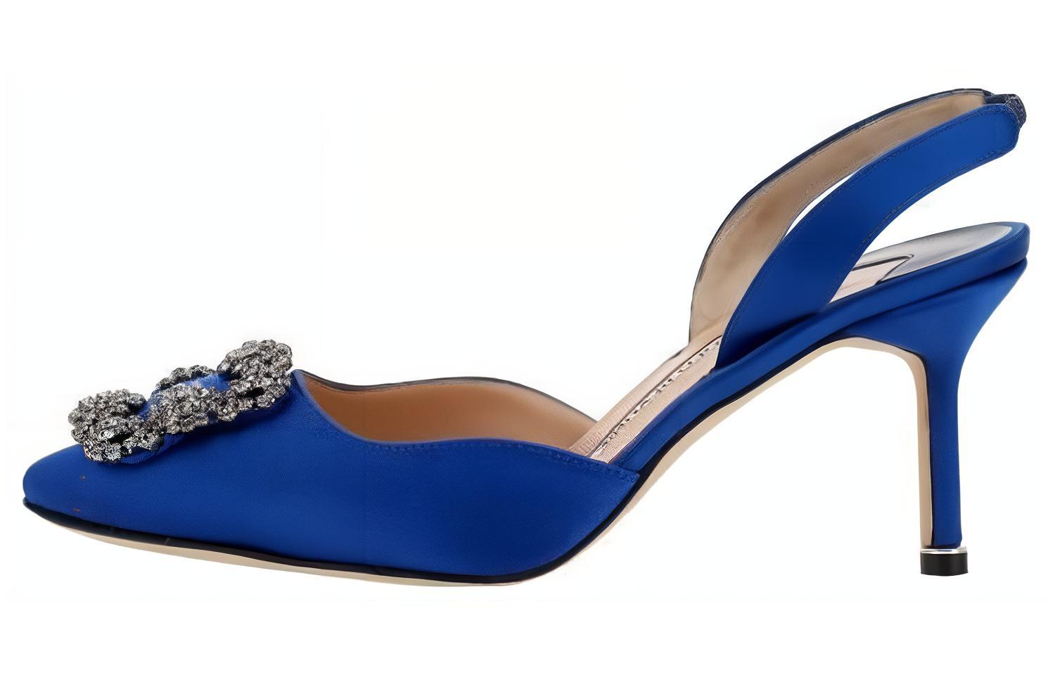 (Women) Manolo Blahnik Satin Stiletto Heels 'Blue Silk' 419-0473-4326