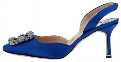 (Women) Manolo Blahnik Satin Stiletto Heels 'Blue Silk' 419-0473-4326 (Women) Manolo Blahnik Satin Stiletto Heels 'Blue Silk' 419-0473-4326