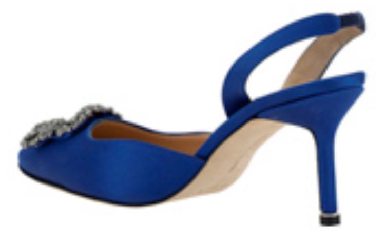 (W) Manolo Blahnik Satin Stiletto Heels 'Blue Silk' 圖 4
