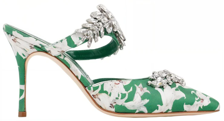 (W) Manolo Blahnik Mules de Satén Tacón de Aguja 'Green Fashion' 123-2323-9052 Order (W) Manolo Blahnik Mules de Satén Tacón de Aguja 'Green Fashion' 123-2323-9052