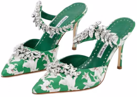 Shop (W) Manolo Blahnik Satin Stiletto Mules 'Green Fashion' Hijau Elegan 123-2323-9052