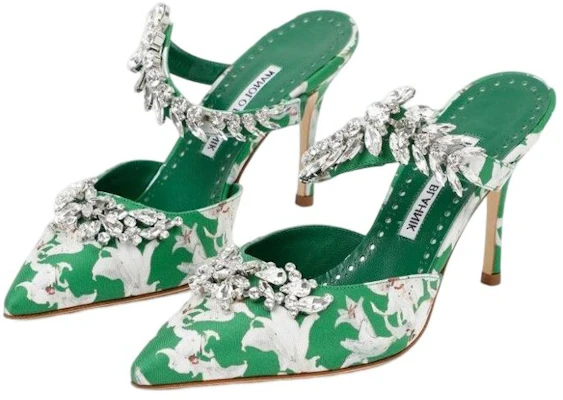 (W) Manolo Blahnik Mules de Satén Tacón de Aguja 'Green Fashion' 123-2323-9052 Shop (W) Manolo Blahnik Mules de Satén Tacón de Aguja 'Green Fashion' 123-2323-9052