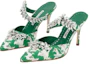 Shop (W) Manolo Blahnik Mules de Satén Tacón de Aguja 'Green Fashion' 123-2323-9052