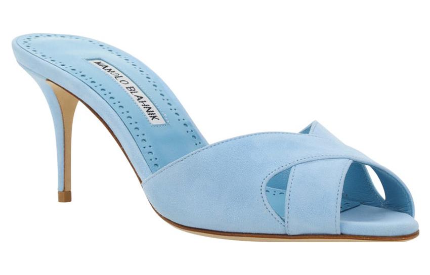 (W) Manolo Blahnik Simple Leather High Heel 7cm 'Fashion Blue Slide' 圖 3