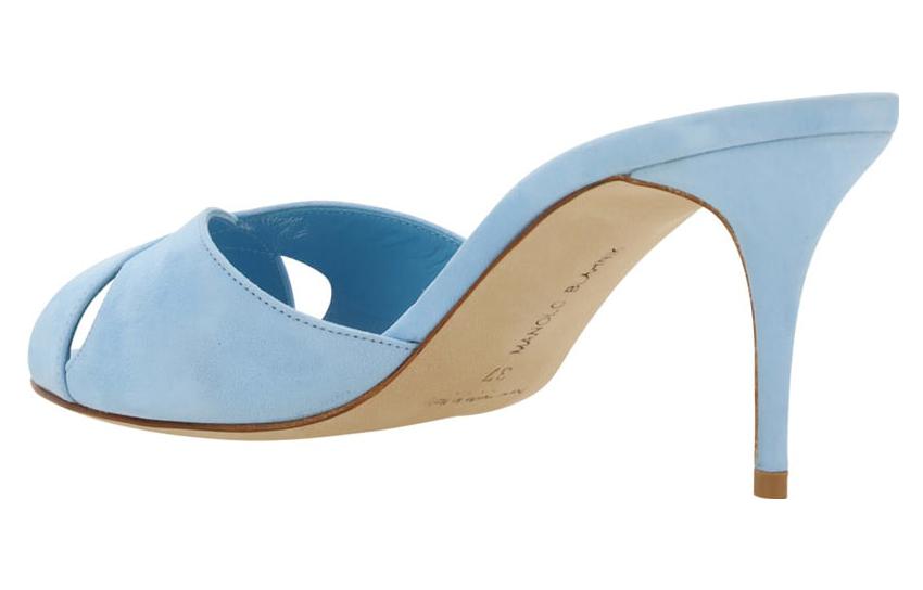 (W) Manolo Blahnik Simple Leather High Heel 7cm 'Fashion Blue Slide' 圖 4