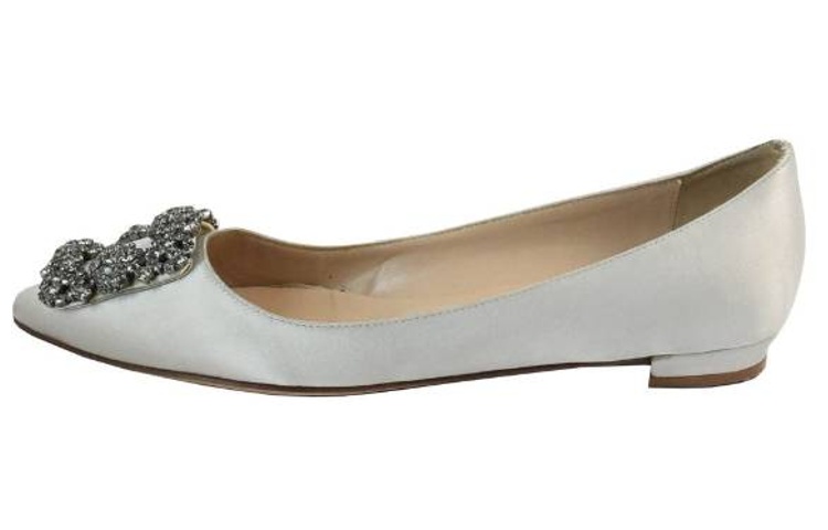 (W) Manolo Blahnik Slip-On 'Silver Fashion'