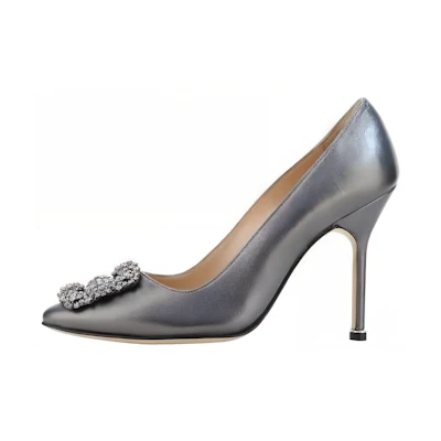 (W) Manolo Blahnik Slip-On 'Silver Stiletto'