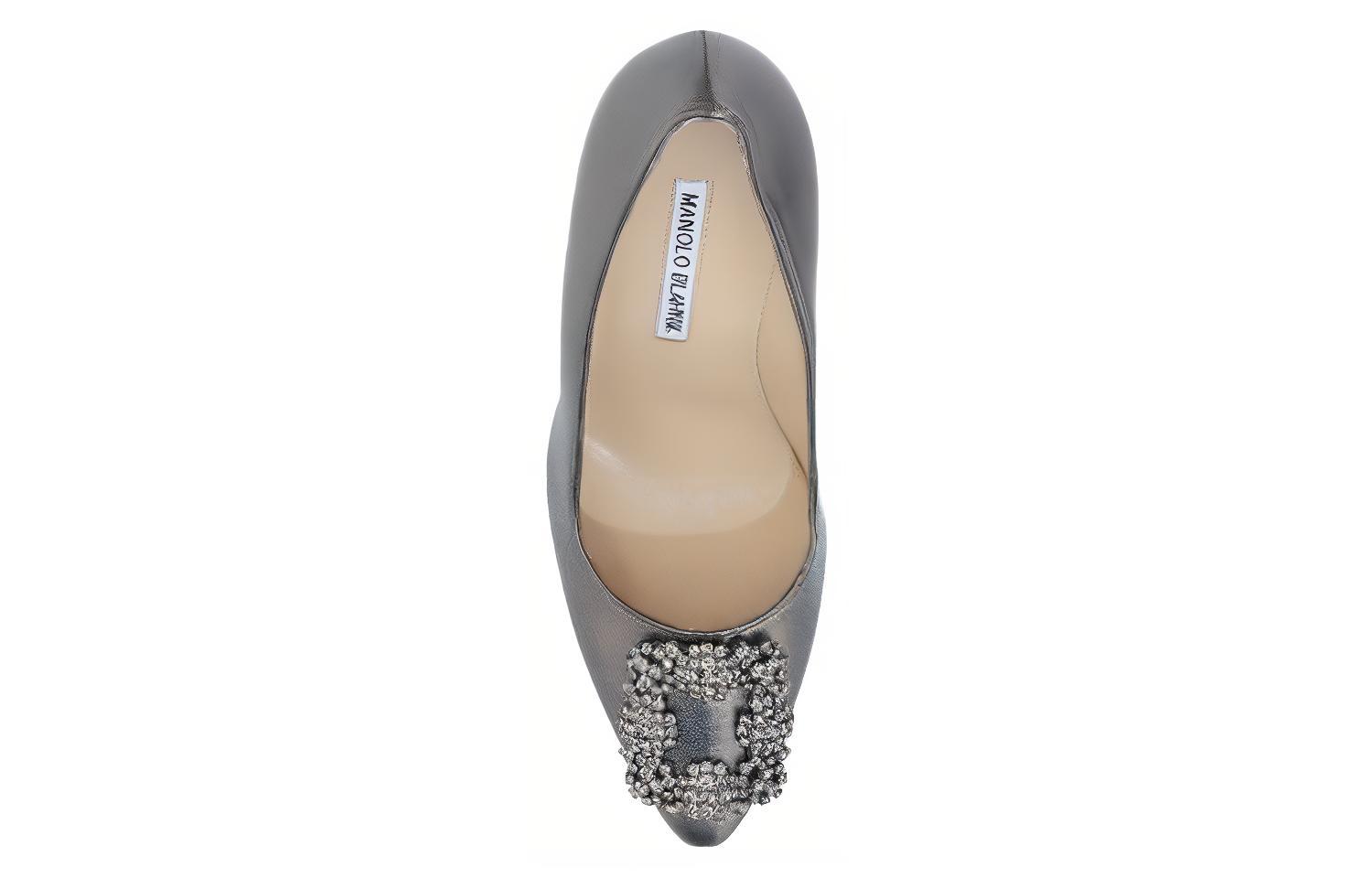 Shop (W) Manolo Blahnik Slip-On 'Tacón de Aguja Plateado' 223-1499-0408