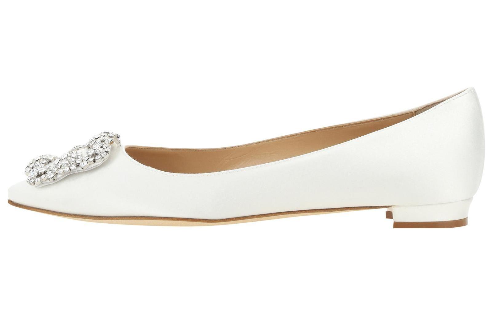 (Women) Manolo Blahnik Slip-On Low Top 'White Leather' 9XX-0347-1205